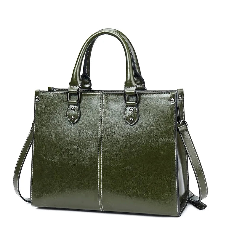 HAOSHUAICN Women Crossbody Leather Tote Bag Genuine Cowhide