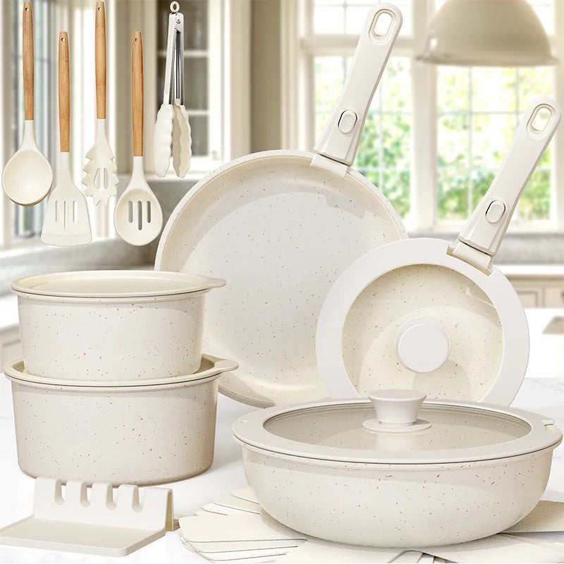 Astercook 21-Piece Non-Stick Ceramic Cookware Set with Sensor Handles