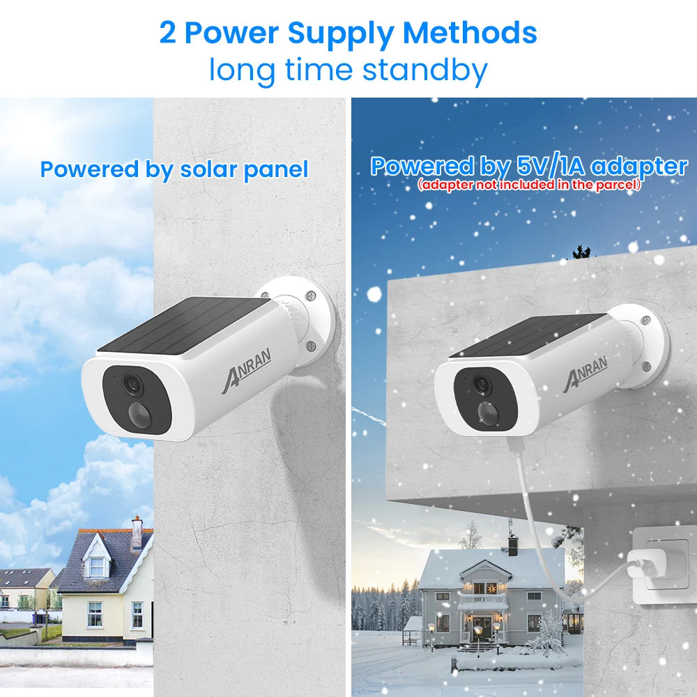 ANRAN Solar Security Camera Outdoor Wireless 2.4G WiFi 2K