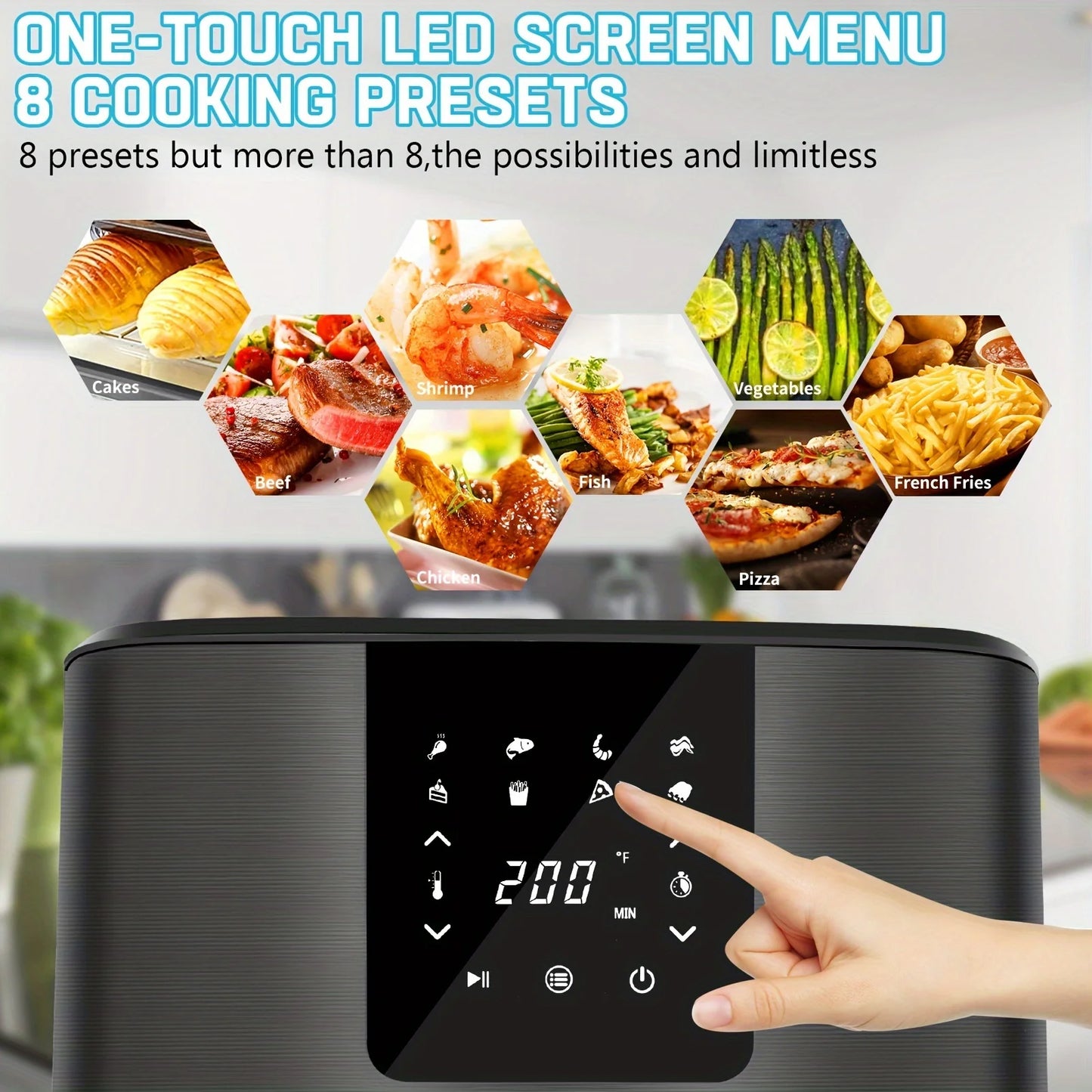 KitCook Air Fryer 1500W Digital Touch Screen 8 Presets