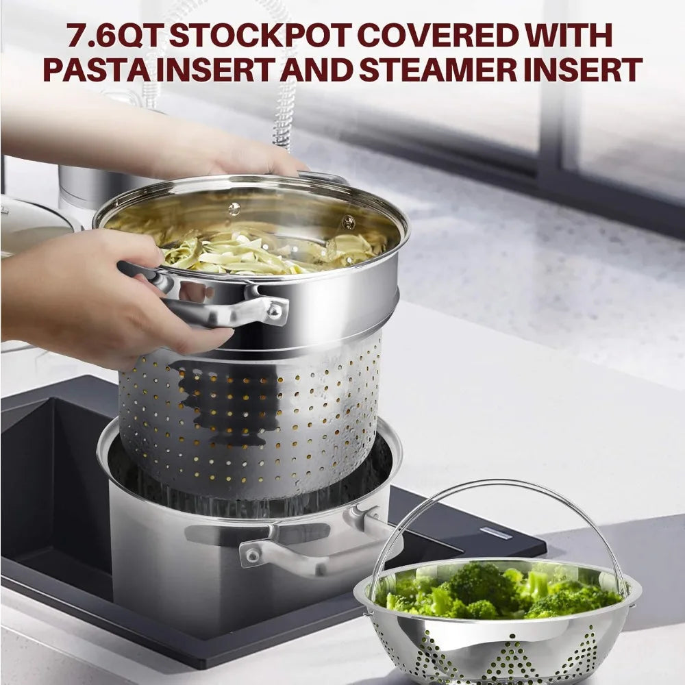 Stainless Steel Induction Cookware Set Heavy Bottom Pots And Pans