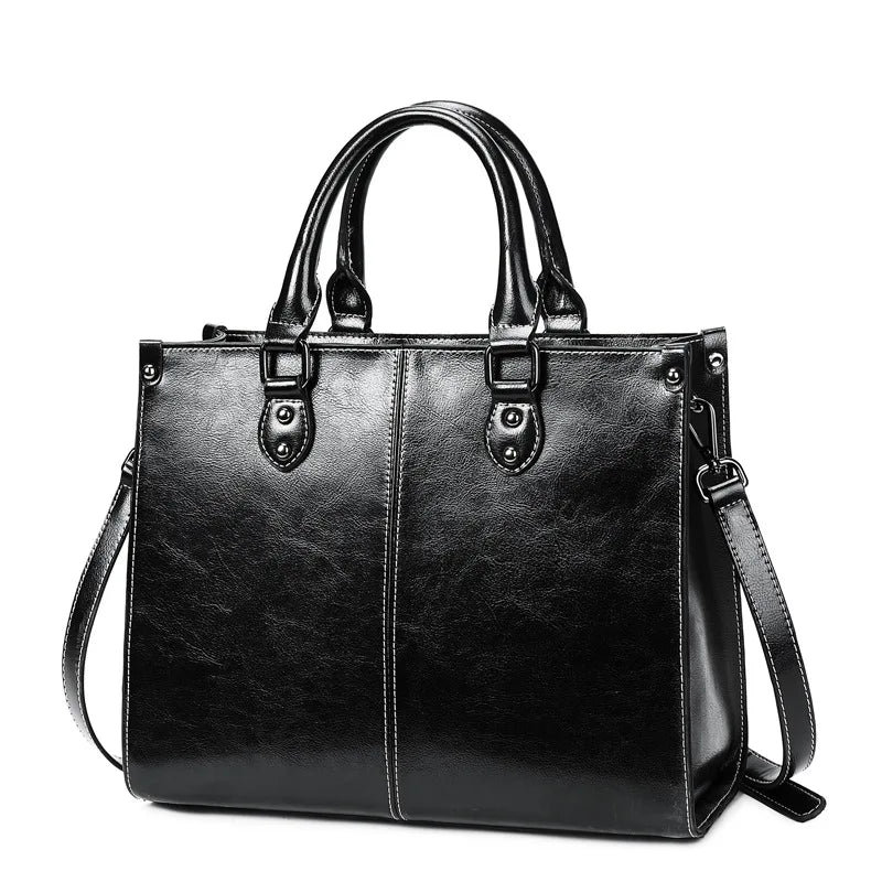 HAOSHUAICN Women Crossbody Leather Tote Bag Genuine Cowhide
