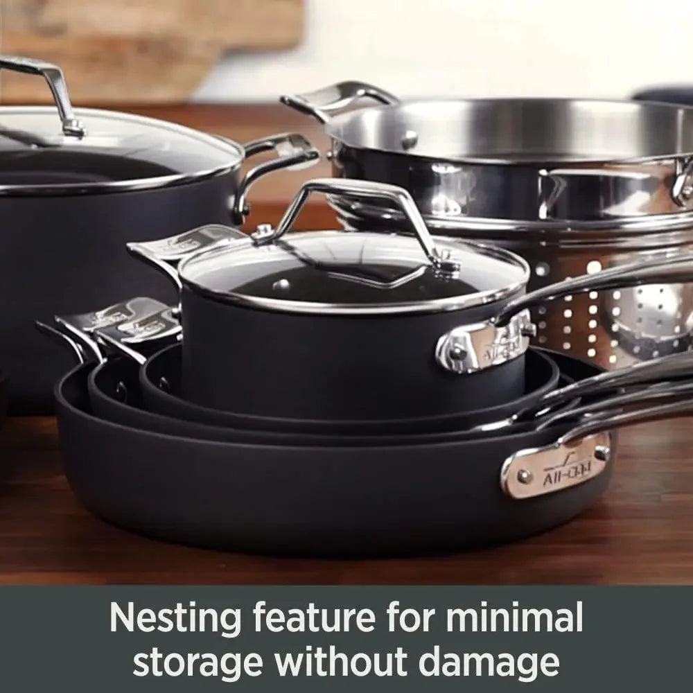 XMSJ Hard Anodized Nonstick Sauce Pan Set Oven Safe