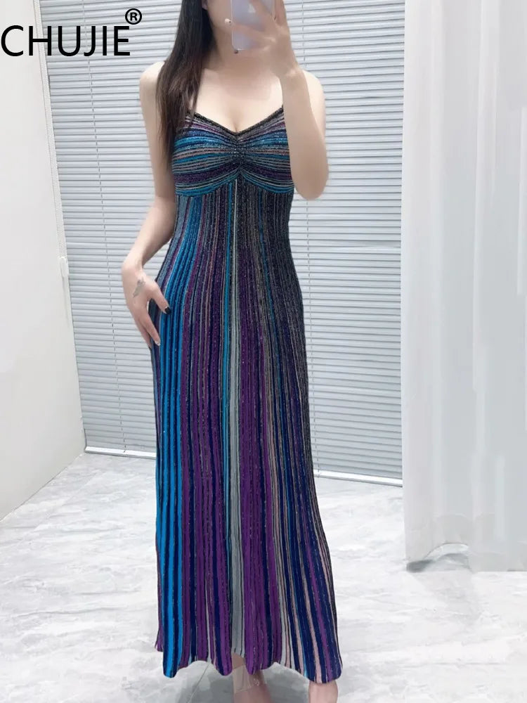 Chujie Women's Stylish Striped Summer Dress for Effortless Elegance