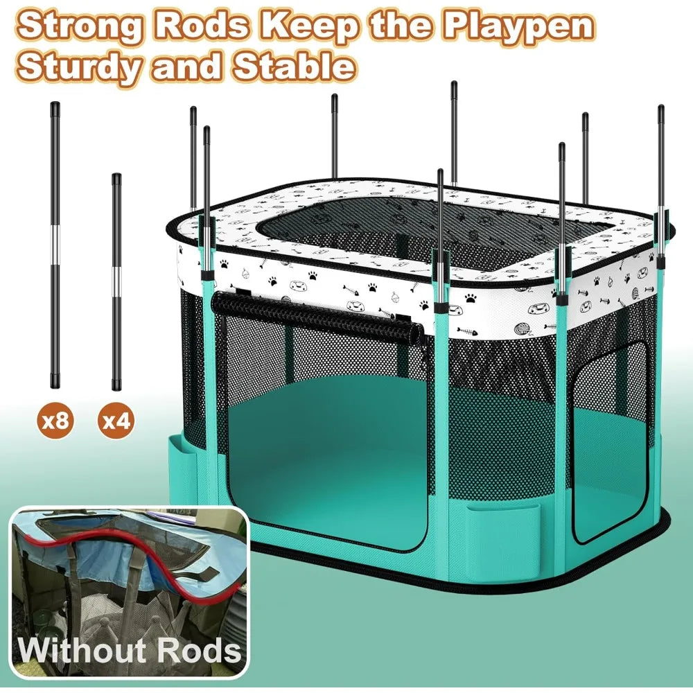 Hign-concerned Cat Playpen 8-Rod Reinforced Foldable Indoor