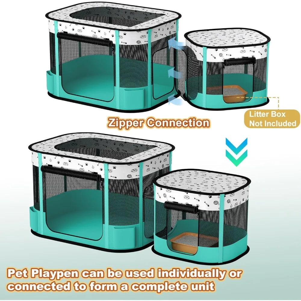 Hign-concerned Cat Playpen 8-Rod Reinforced Foldable Indoor