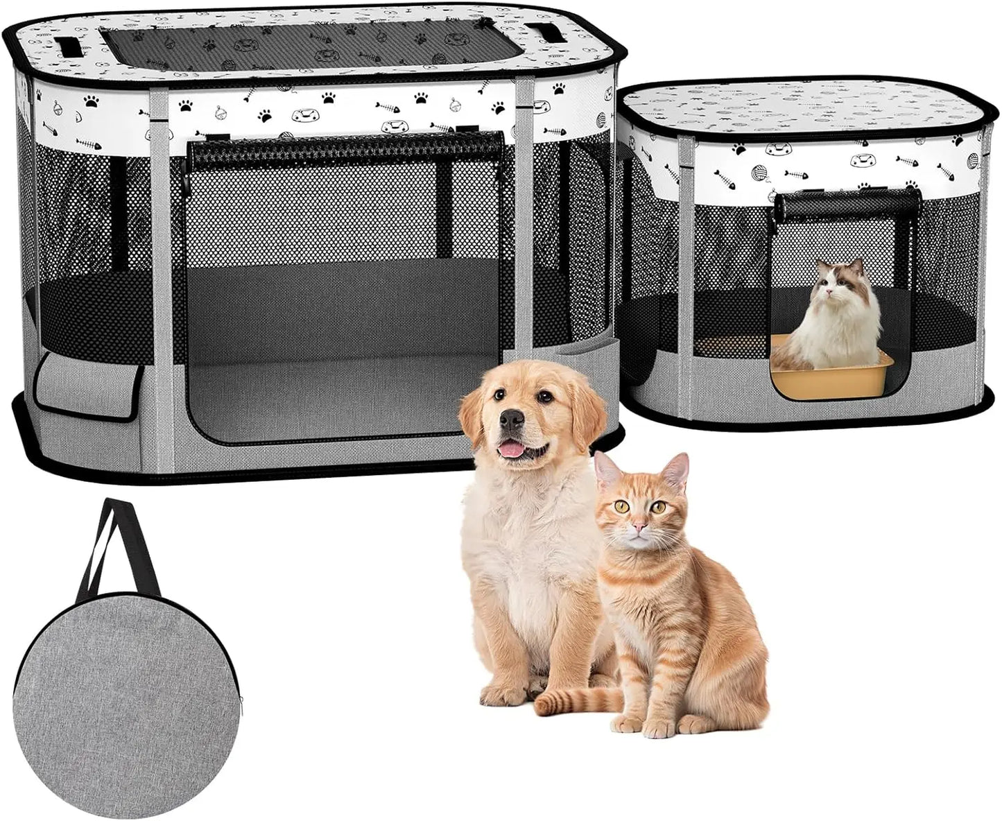 Hign-concerned Cat Playpen 8-Rod Reinforced Foldable Indoor