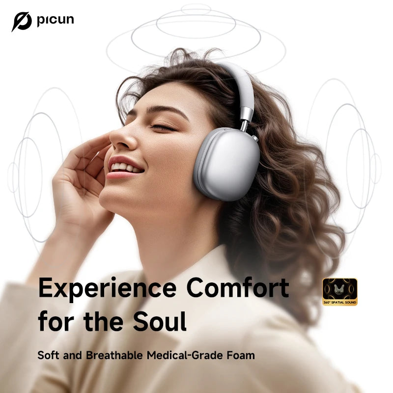 Picun F5 ANC Wireless Bluetooth 5.3 Over Ear Headphones