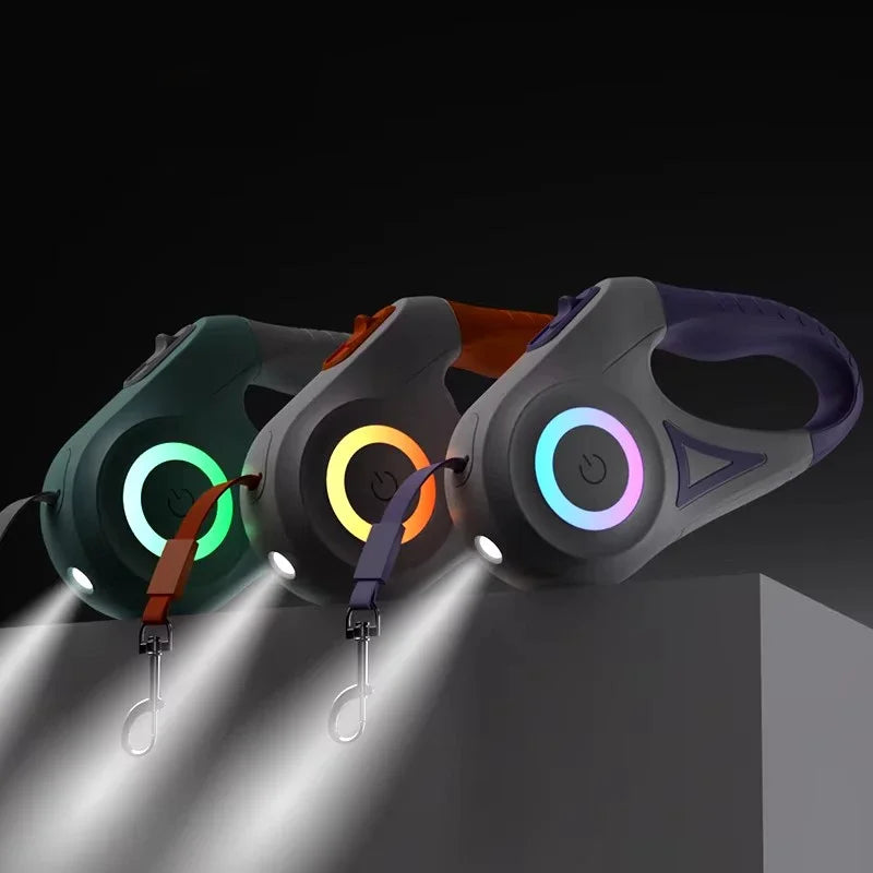 Booteely Retractable Dog Leash With LED Flashlight Nylon