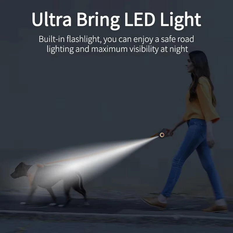 Booteely Retractable Dog Leash With LED Flashlight Nylon