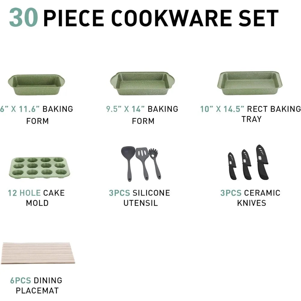 Hign-concerned Nonstick Granite Cookware Set With Lids