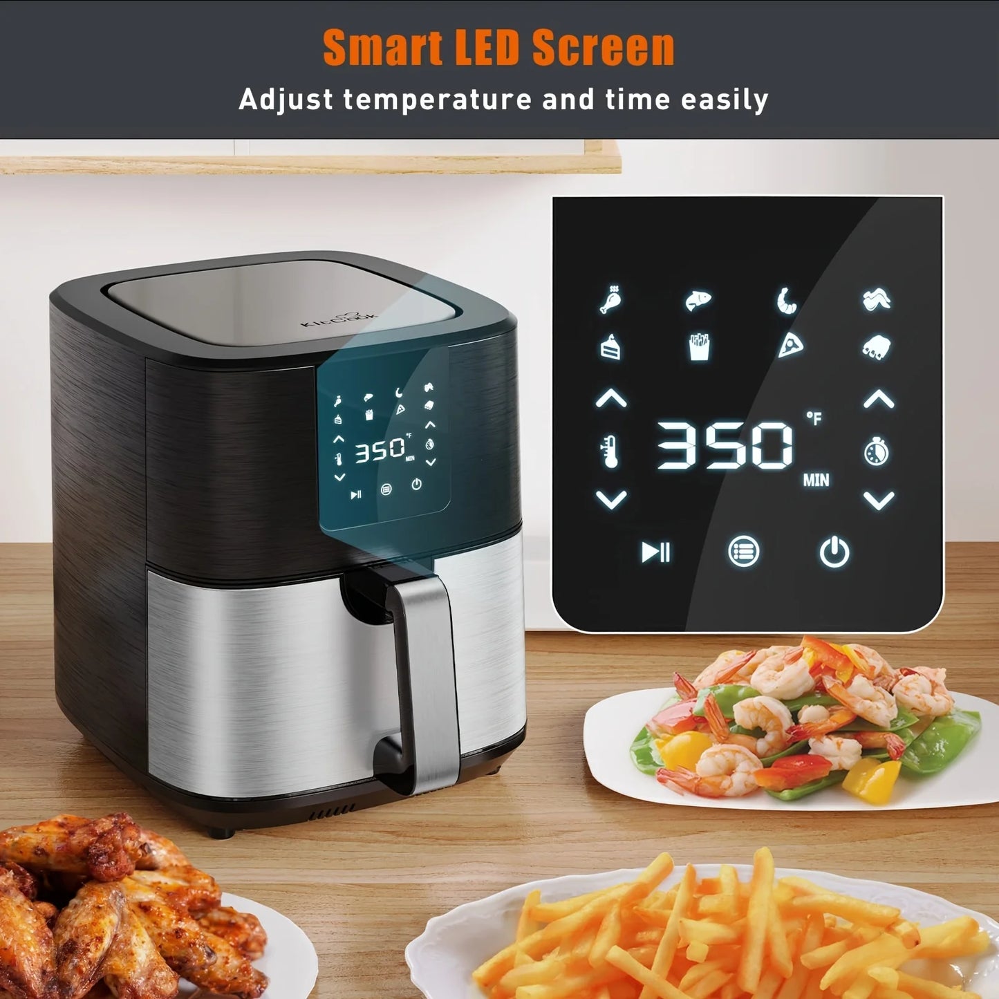 KitCook Air Fryer 1500W Digital Touch Screen 8 Presets