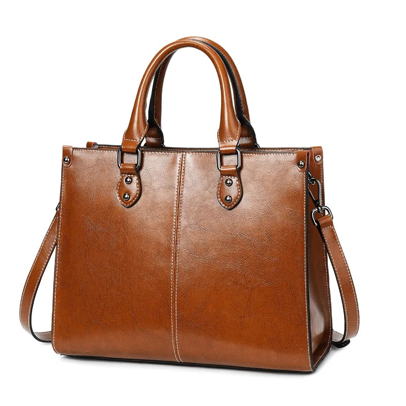 HAOSHUAICN Women Crossbody Leather Tote Bag Genuine Cowhide