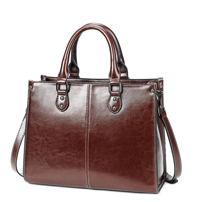 HAOSHUAICN Women Crossbody Leather Tote Bag Genuine Cowhide