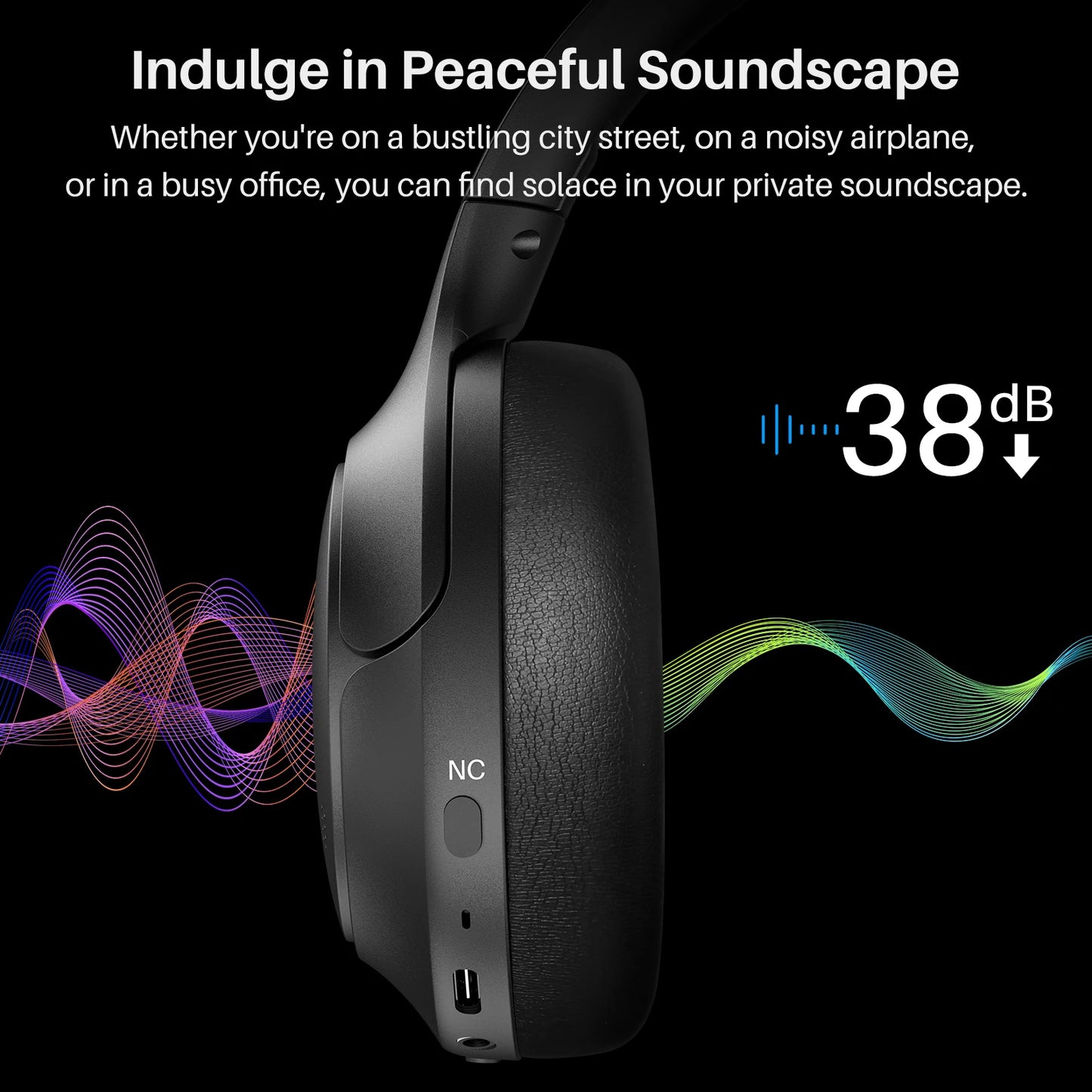 TOZO Refurbished Hi-Res Over-Ear Headphones With Mic ANC