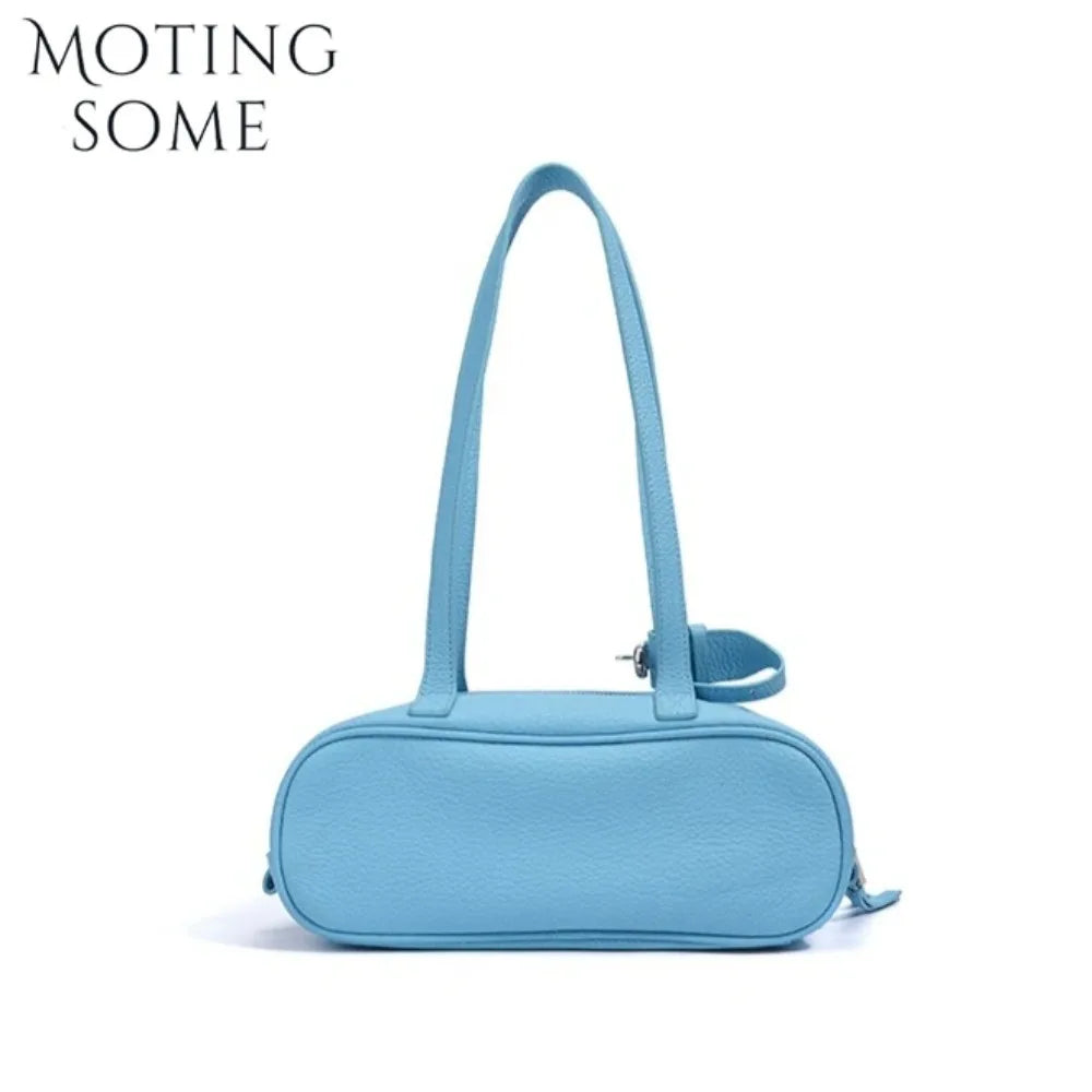 Motingsome First Layer Cowhide Handbag Women Satchel Purse